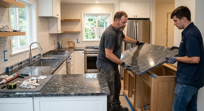 Granite Slab Installation in Lake County, IL